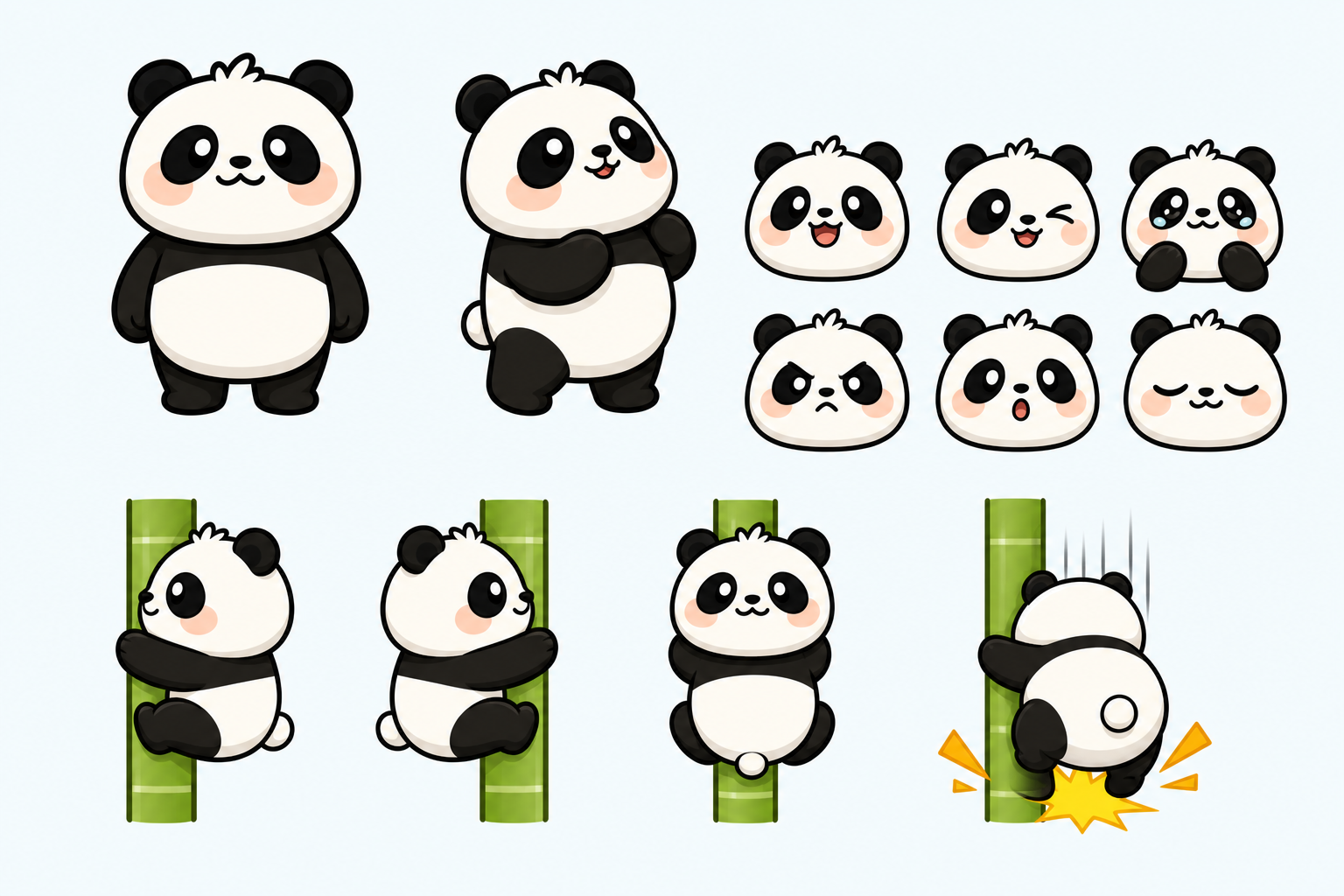 Panda Bump character design sheet